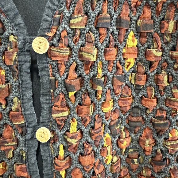 Vtg Woven Multicolor Vest Size PM Artsy Eclectic Abstract Hipster Indie Bohemian - Picture 2 of 7